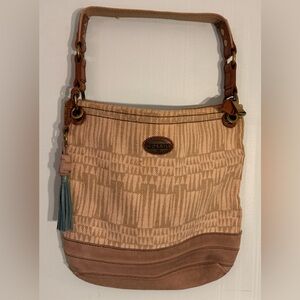 Fossil linen & leather bag